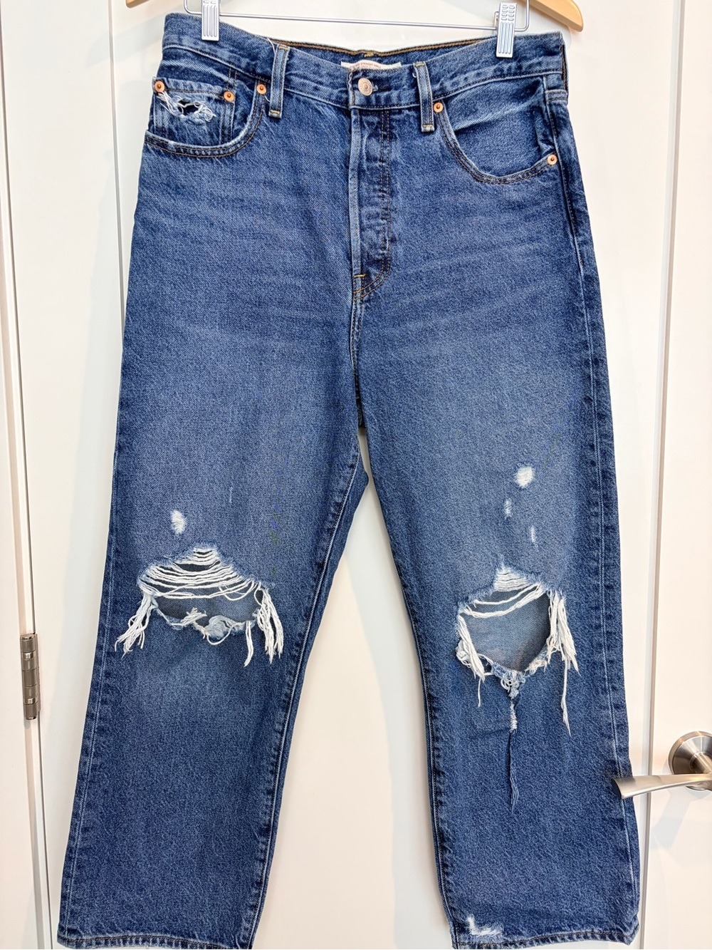 Levi’s Ribcage Straight Ankle Distressed Jeans Size 31